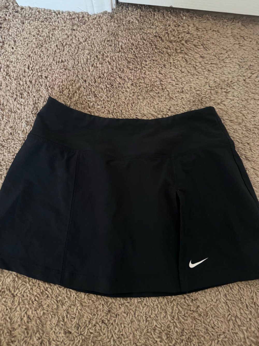 Nike Black Workout Skort with White Swoosh Accent
